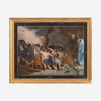 A verre églomisé Painting Depicting a Scene from The Tempest after George Romney, early 19th century