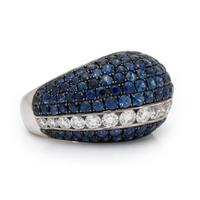 Sapphire, Diamond, and White Gold Ring