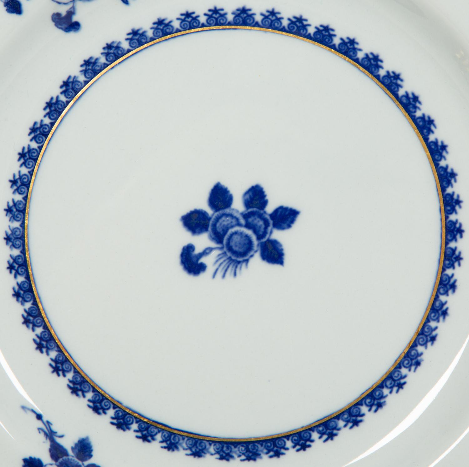 Eighteen Copeland Spode New Stone Lowestoft Style Porcelain Plates