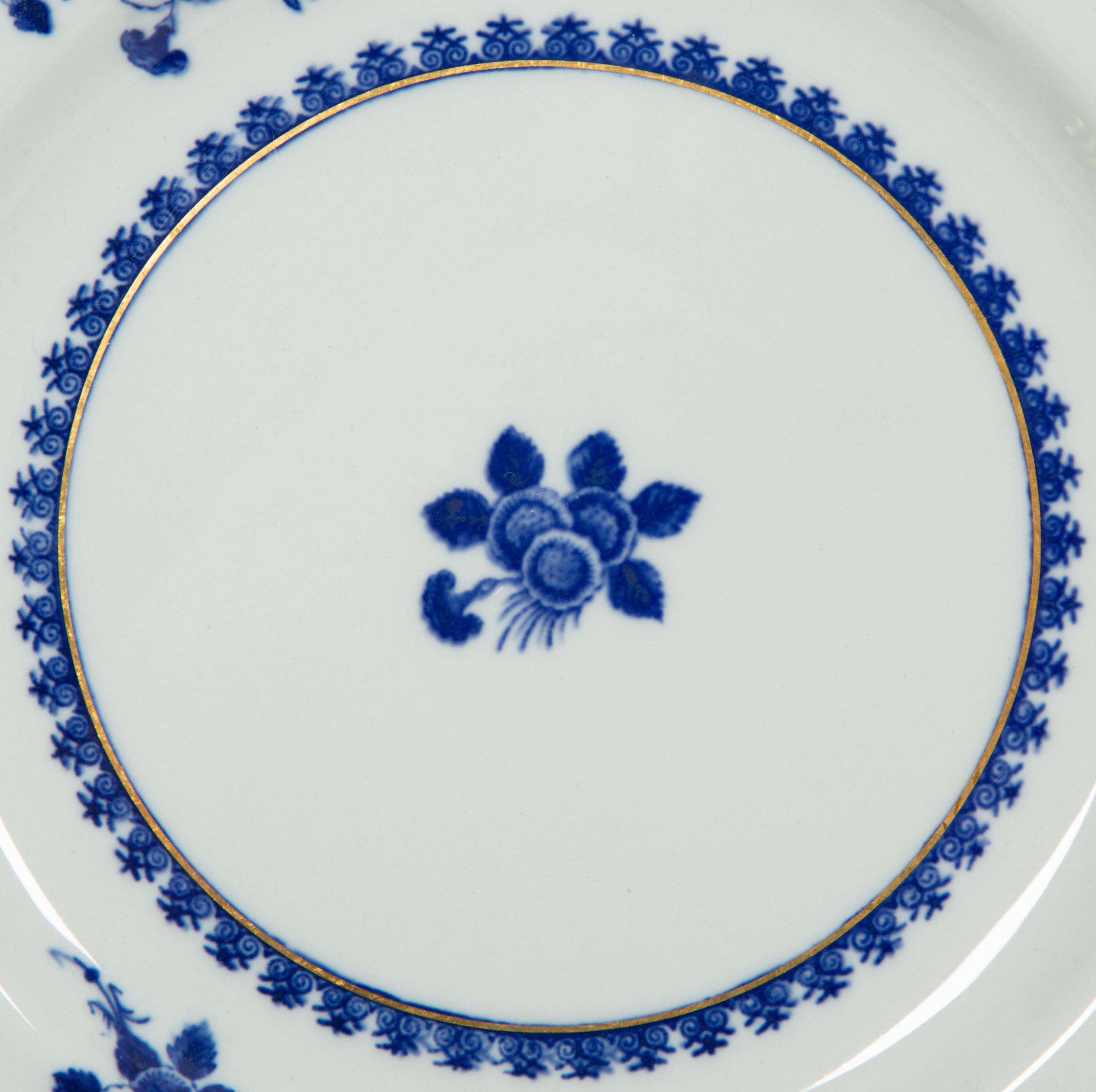 Eighteen Copeland Spode New Stone Lowestoft Style Porcelain Plates