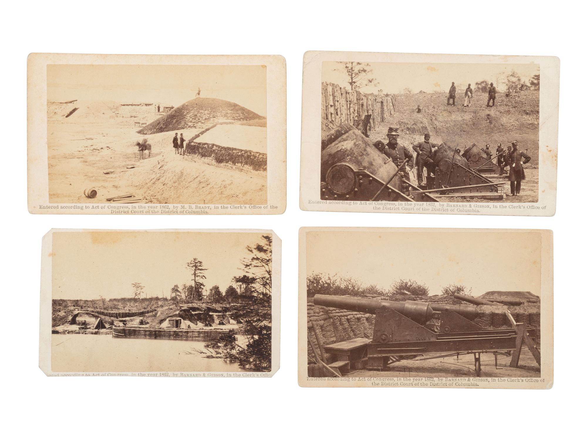 [CIVIL WAR]. 11 CDVs of artillery and fortifications from Brady's Album Gallery . 1862.
