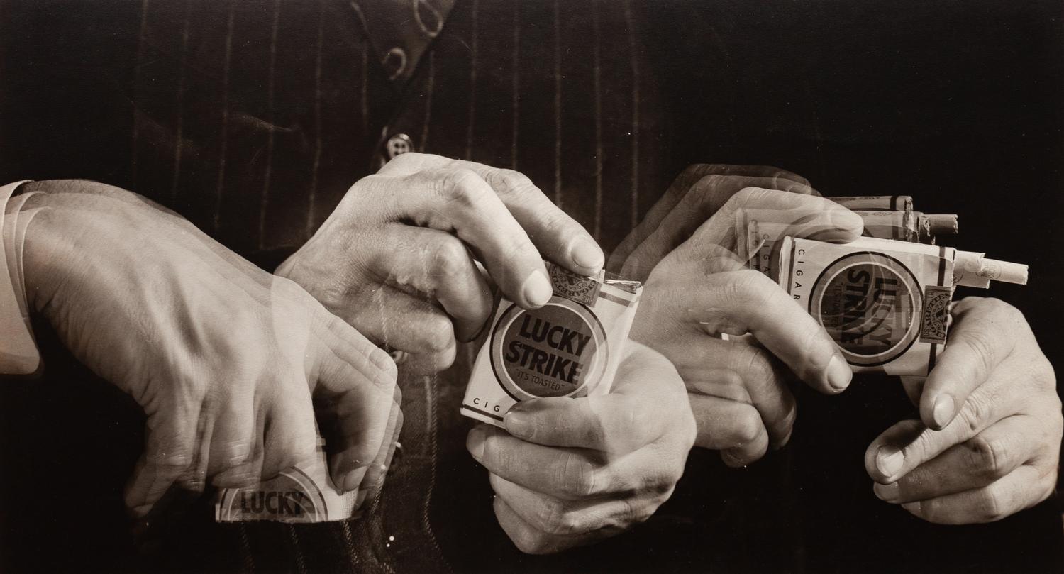 A group of three photographs ( Untitled (Lucky Strike) , 1930s; Untitled (Baseball Game) , 1930s; Westinghouse Icebox Advertisement , 1928)