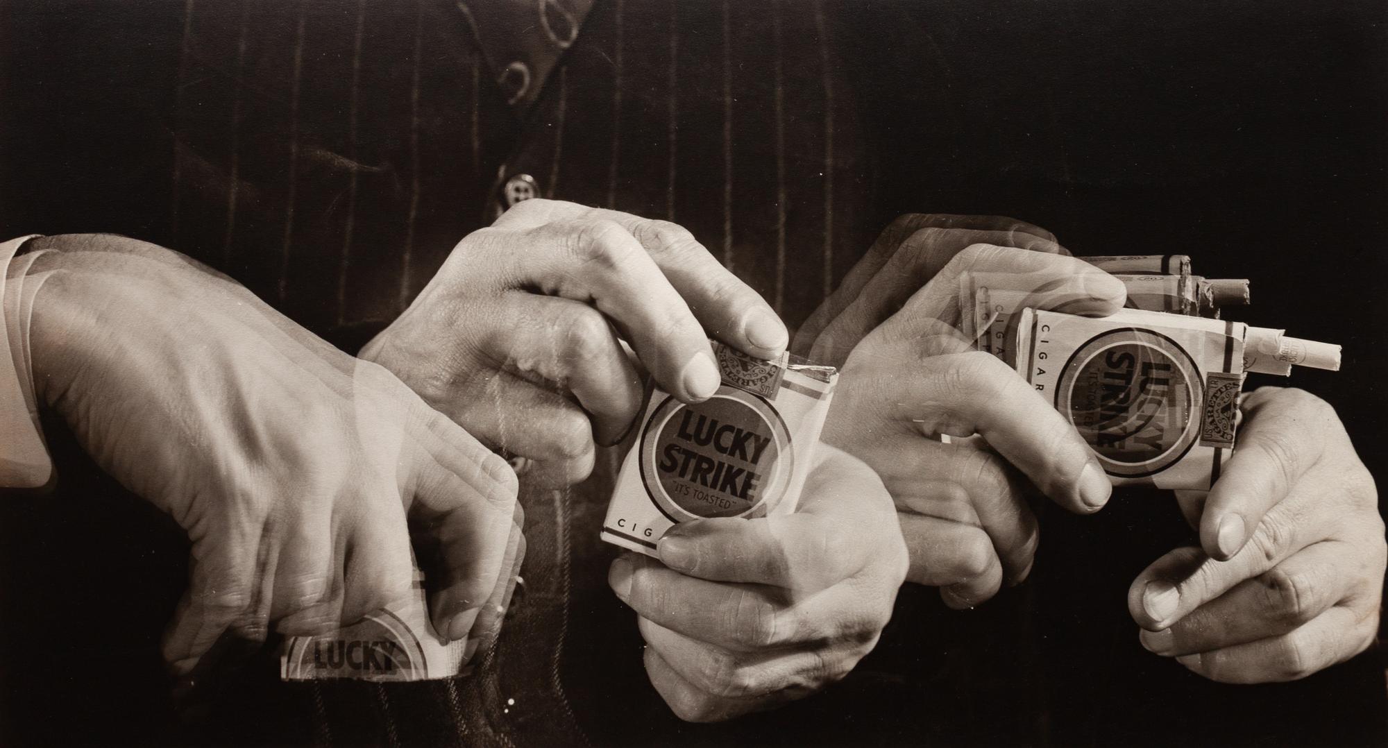 A group of three photographs ( Untitled (Lucky Strike) , 1930s; Untitled (Baseball Game) , 1930s; Westinghouse Icebox Advertisement , 1928)