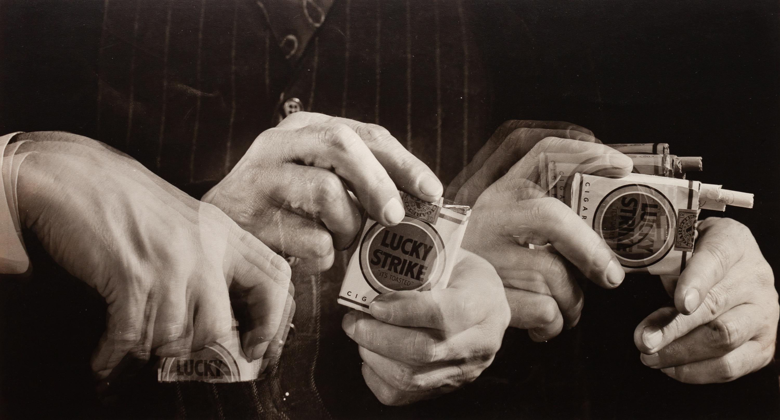 A group of three photographs ( Untitled (Lucky Strike) , 1930s; Untitled (Baseball Game) , 1930s; Westinghouse Icebox Advertisement , 1928)
