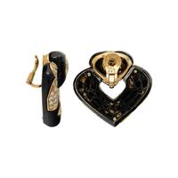 MARINA B., DIAMOND, BLACK ENAMEL, AND YELLOW GOLD 'PARDY' EARRINGS