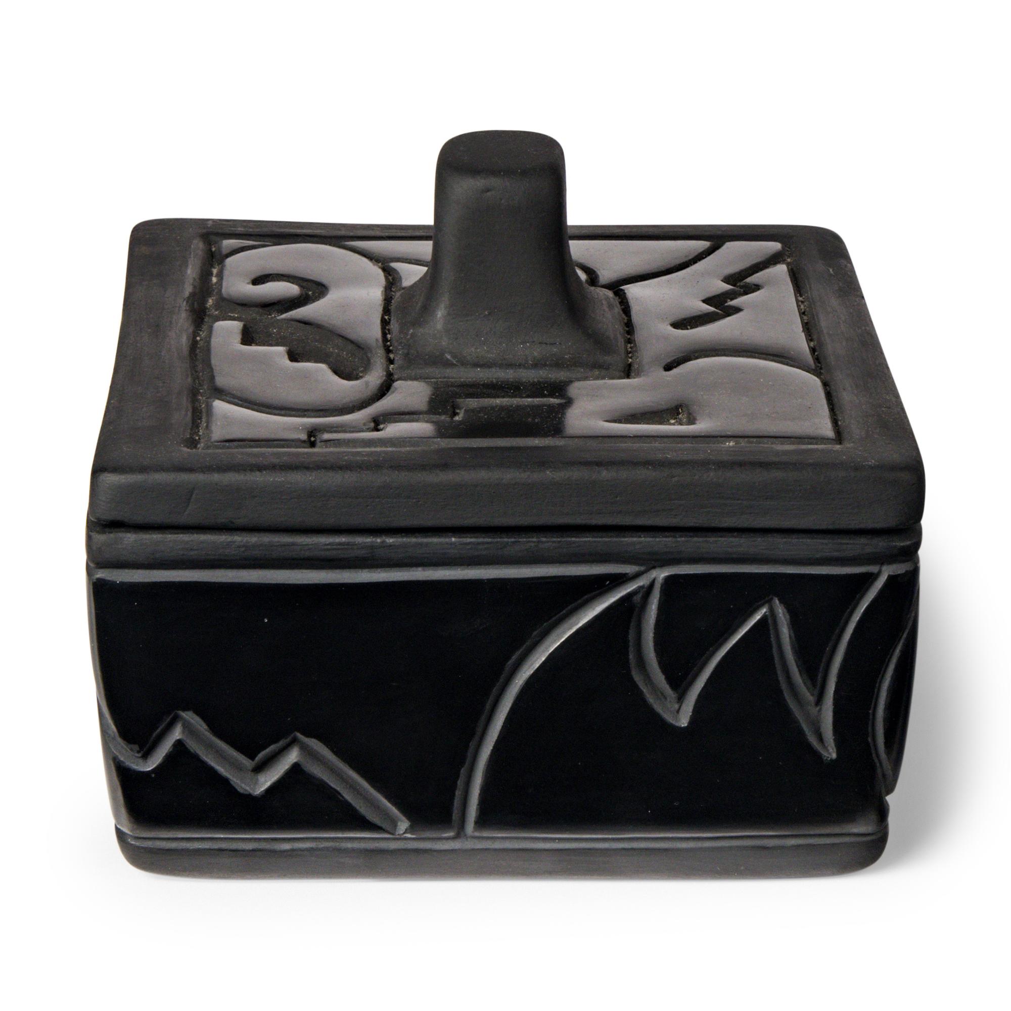 Santa Clara Blackware Lidded Pottery Container