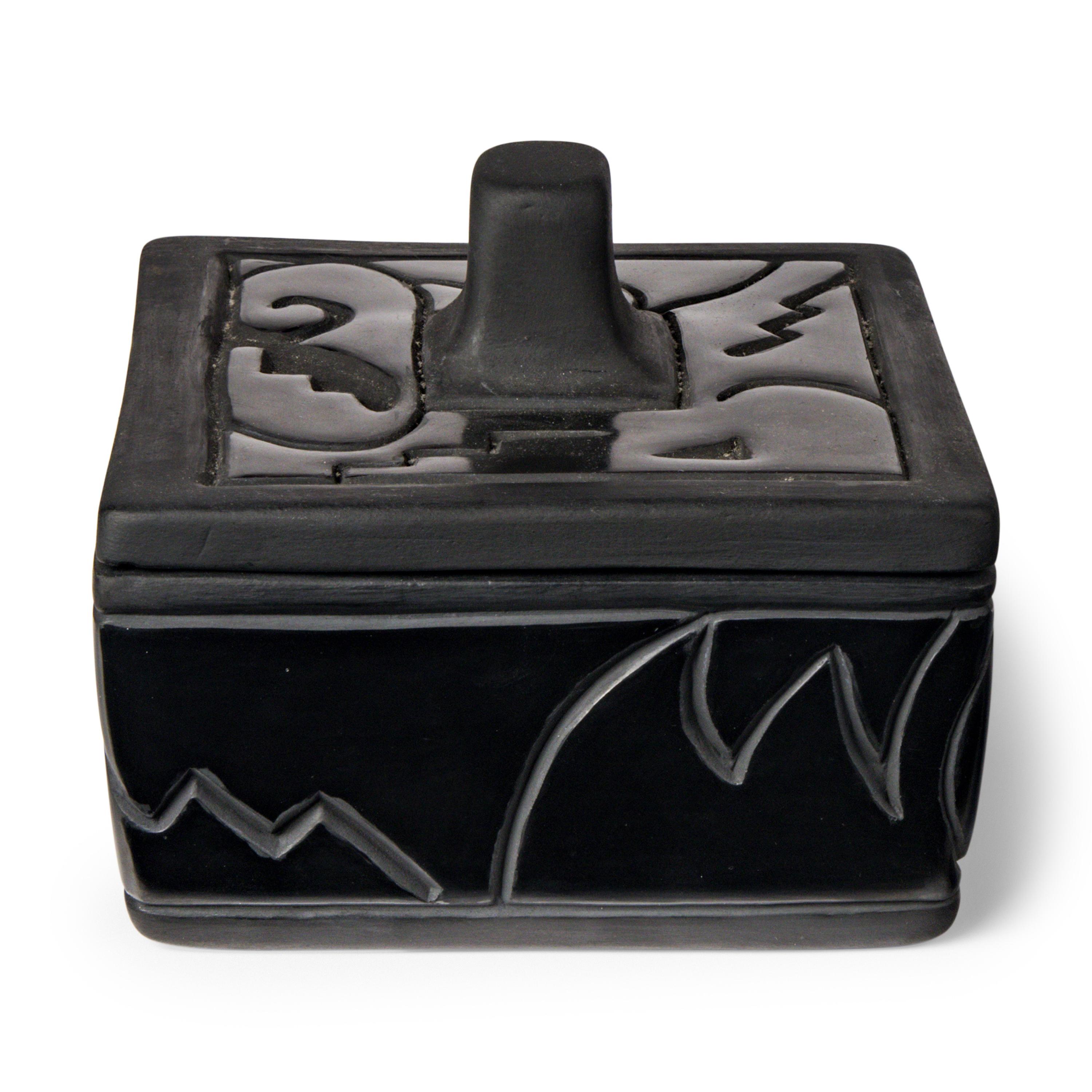Santa Clara Blackware Lidded Pottery Container