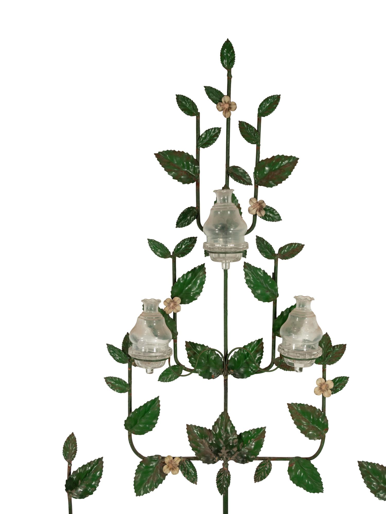 A Pair of Large Painted Tole Wall Candelabra