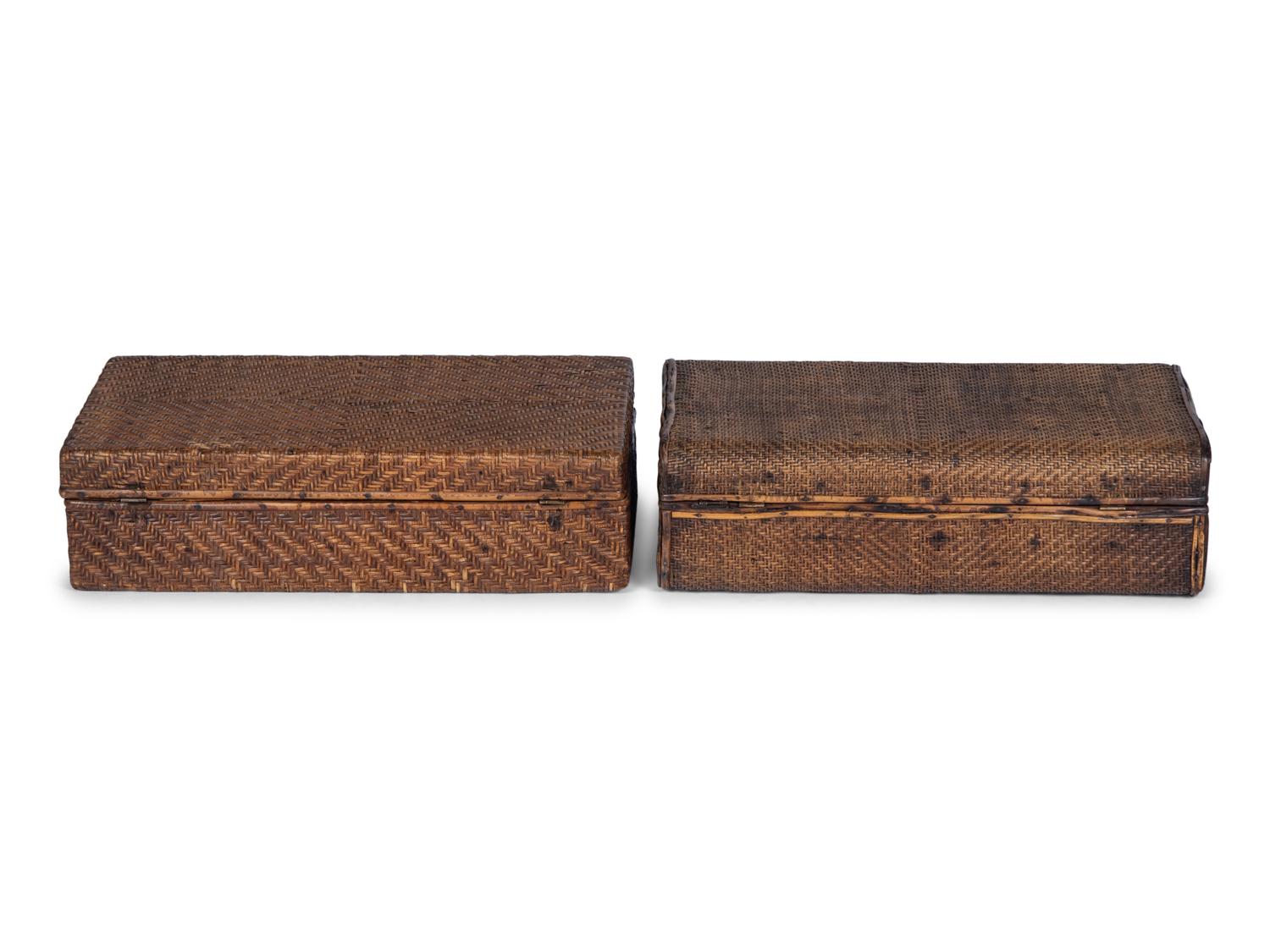 Two Japanese Wicker Suitcases