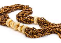 An 18 Karat Yellow Gold and Tiger's Eye Quartz Multi Strand Longchain Necklace, Van Cleef and Arpels,