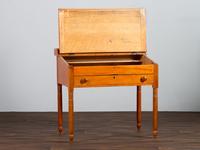A Late Federal Red-Stained Pine One-Drawer Slant-Lid Schoolmaster's Desk