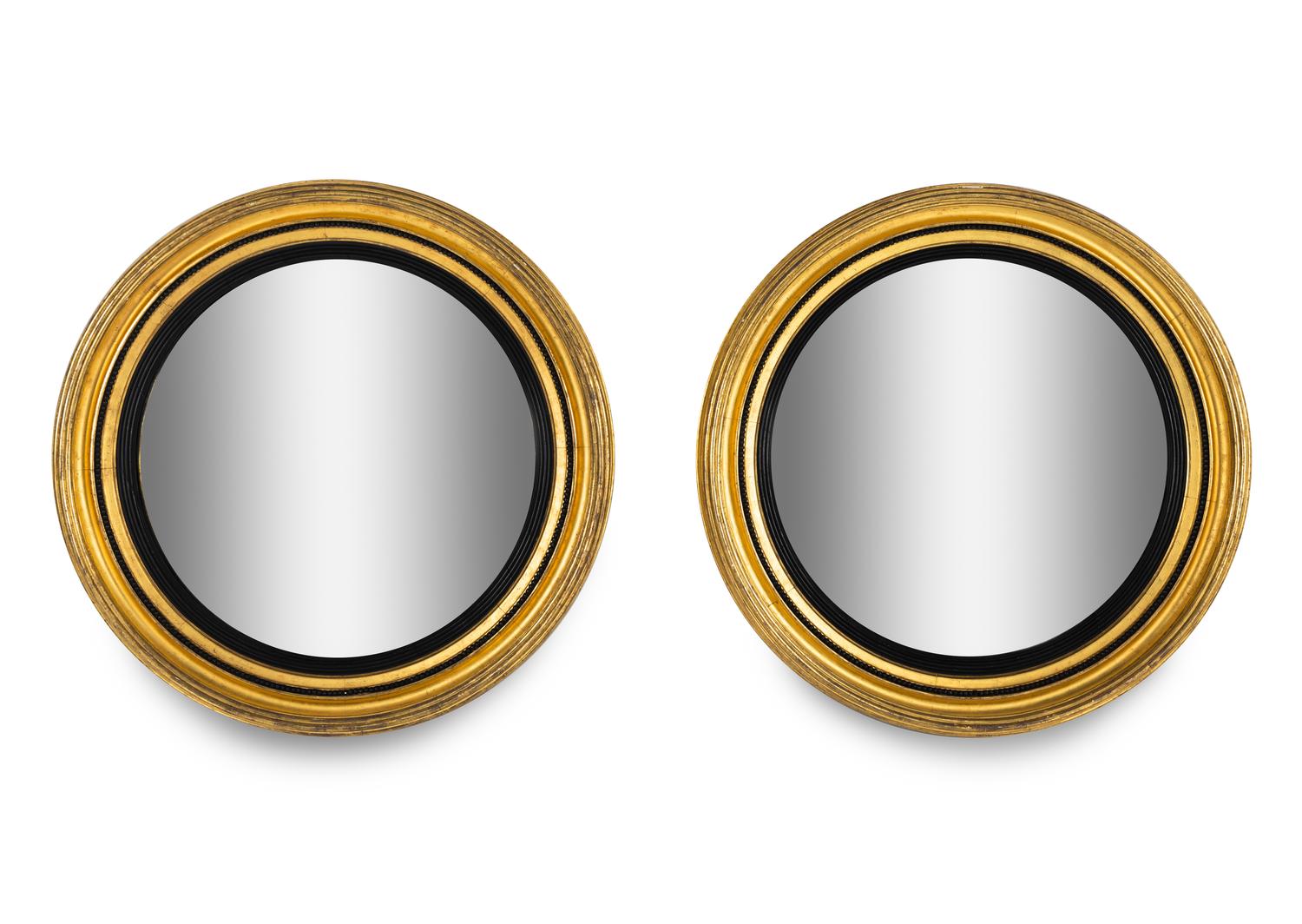 A Pair of English Giltwood Bullseye Mirrors