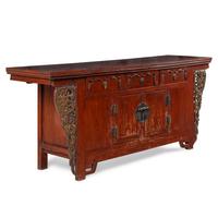 A Chinese Carved Hardwood Three-Drawer Altar Cabinet