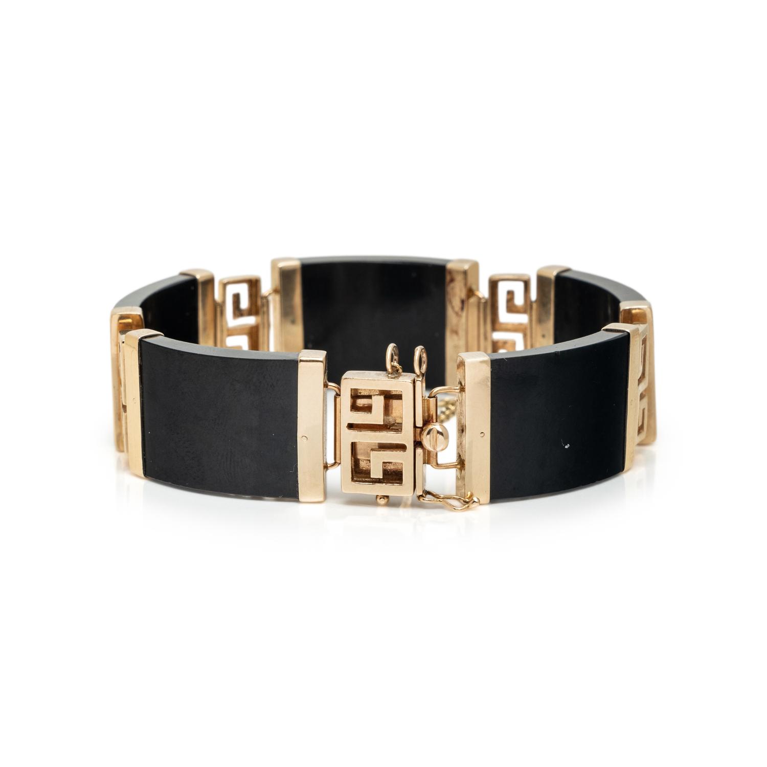 BLACK JADE AND YELLOW GOLD BRACELET