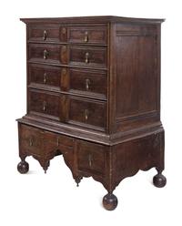 A William and Mary Oak Chest on Stand