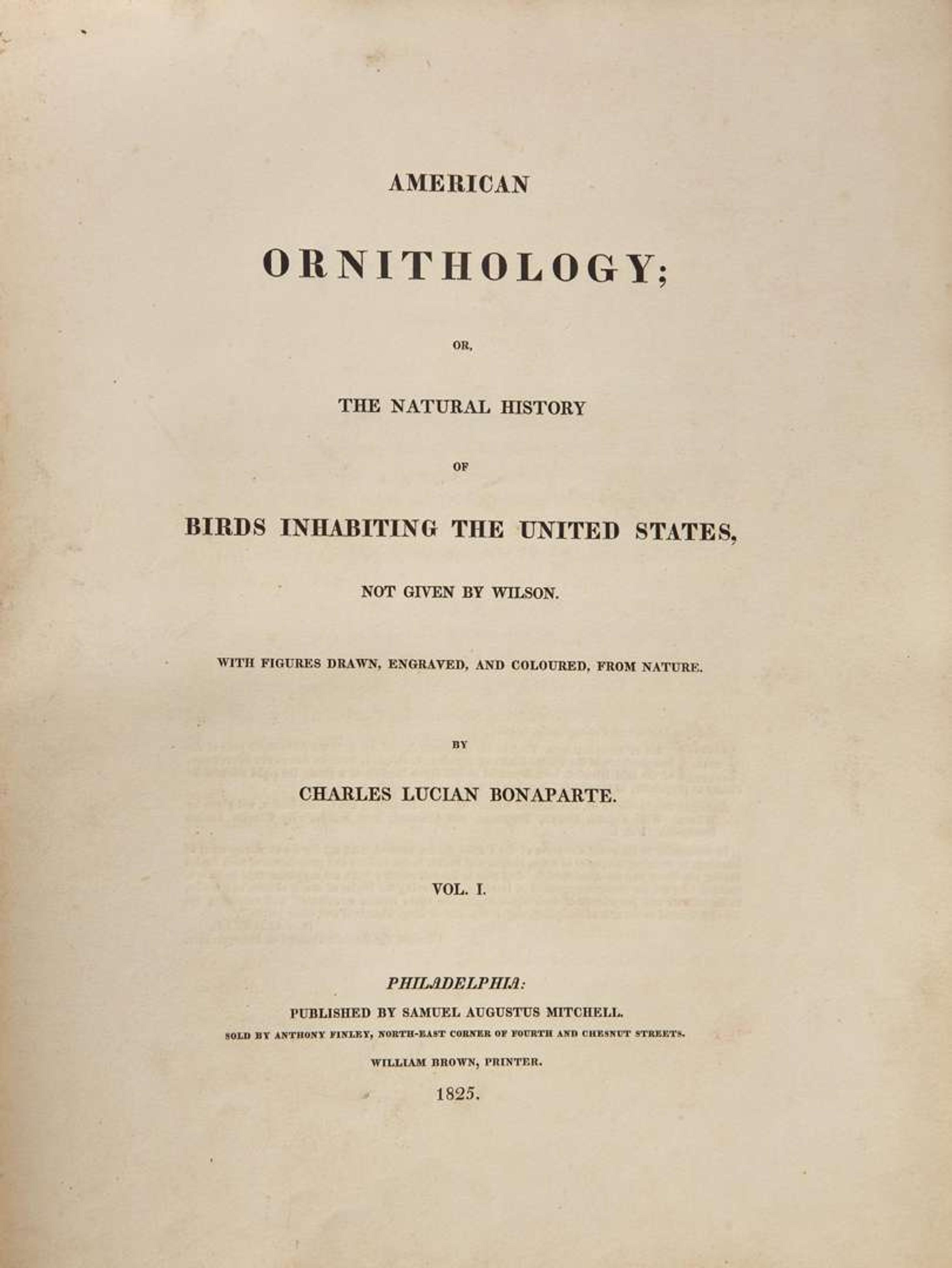 [Natural History] Bonaparte, Charles Lucian, and John James Audubon, et al.: American Ornithology; or, The Natural History of Birds Inhabiting the United States...