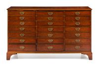 A George III Yew or Burlwood Chest of Drawers Height 36 1/2 x width 62 x depth 14 inches. — EARLY 19TH CENTURY