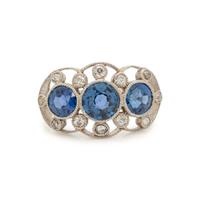 ANTIQUE, SAPPHIRE AND DIAMOND RING