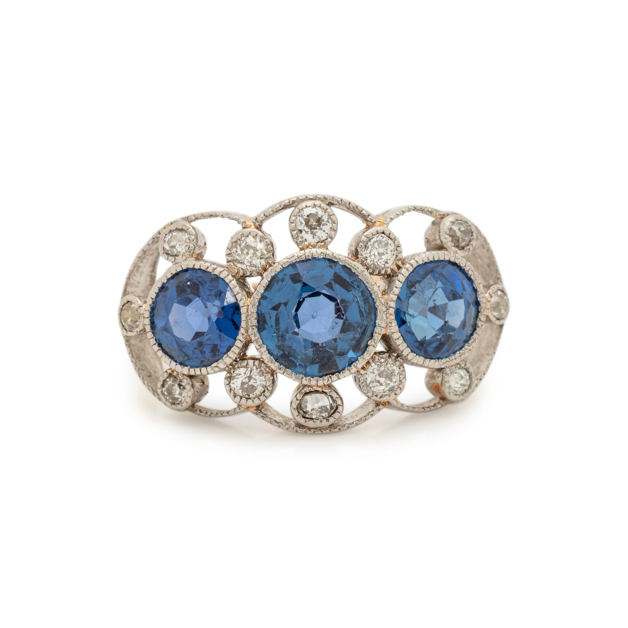 ANTIQUE, SAPPHIRE AND DIAMOND RING