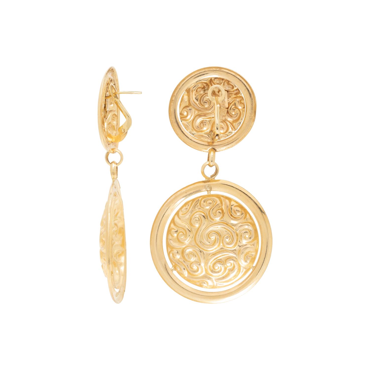 TWO PAIRS OF YELLOW GOLD PENDANT EARRINGS