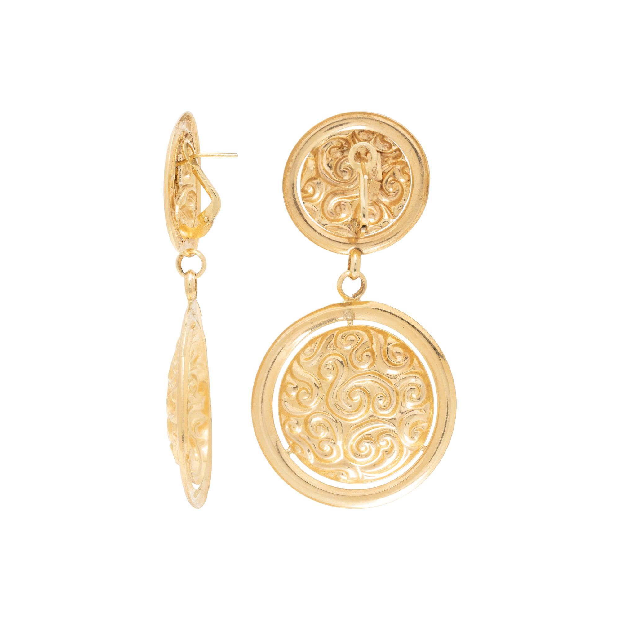 TWO PAIRS OF YELLOW GOLD PENDANT EARRINGS