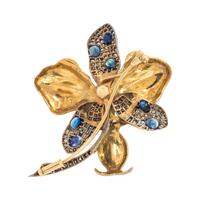 EVELYN CLOTHIER, DIAMOND, SAPPHIRE AND ENAMEL ORCHID BROOCH
