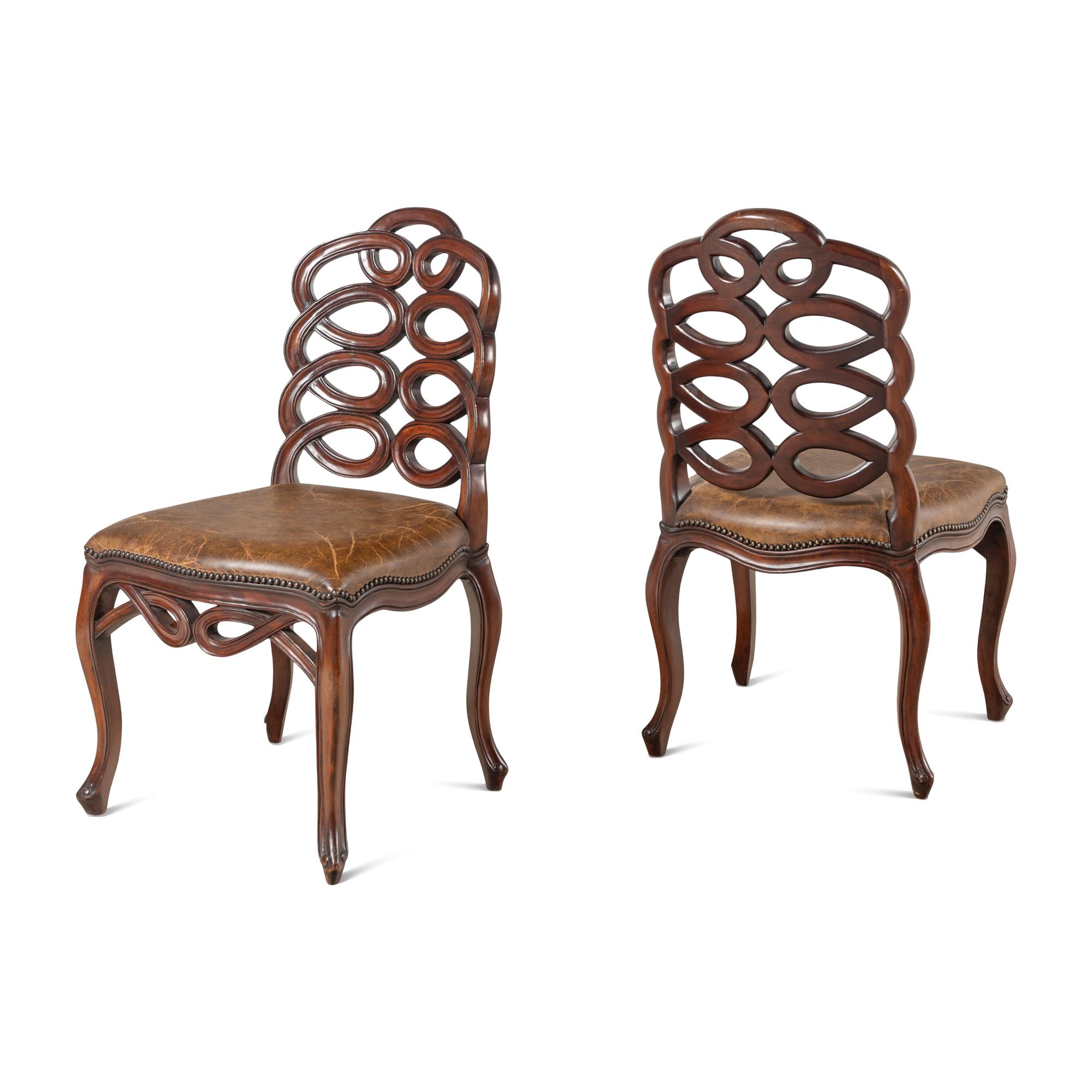 A Set of Six Francis Elkins Style Mahogany "Loop" Chairs