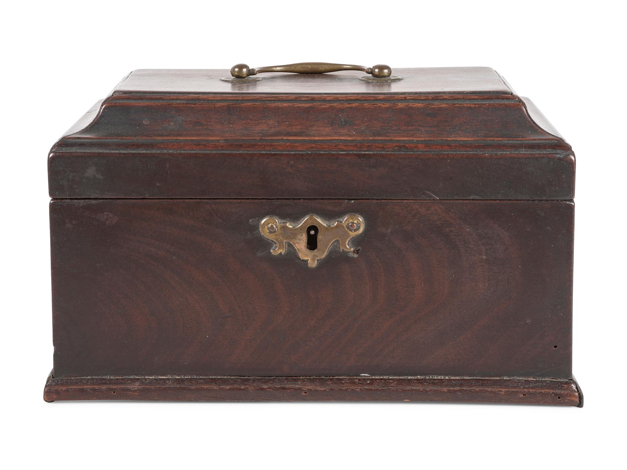A George III Brass Mounted Mahogany Tea Caddy