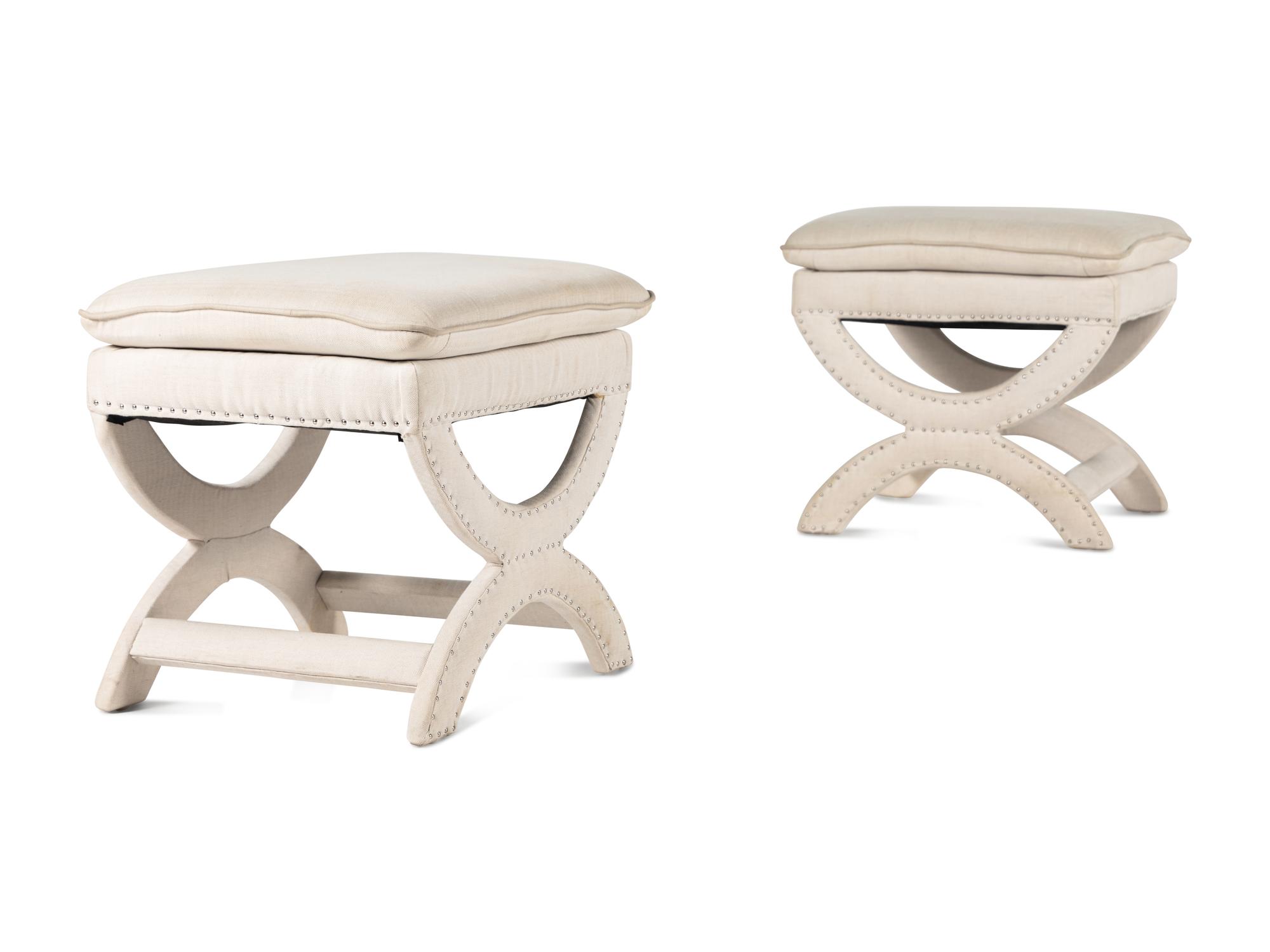 A Pair of Contemporary Upholstered Stools