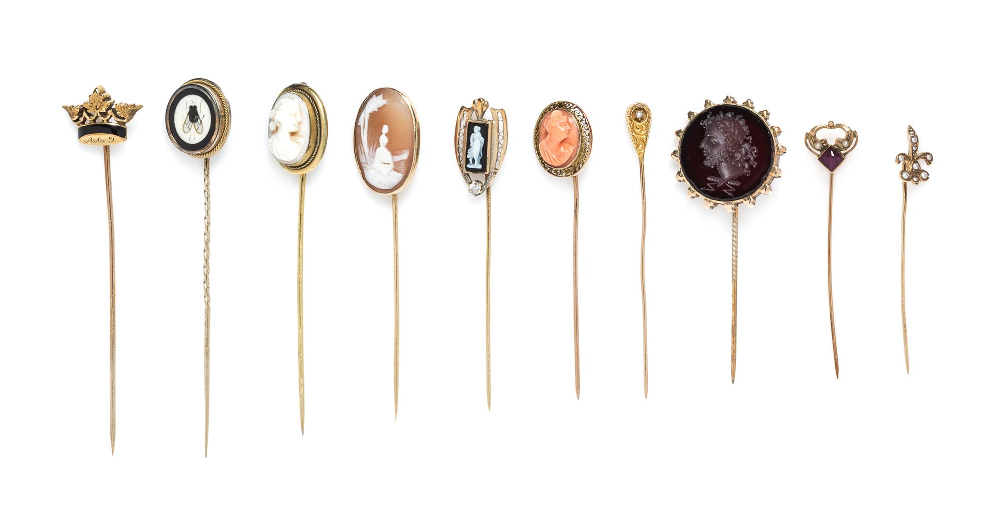 A Collection of Vintage Stickpins, 16.20 dwts.