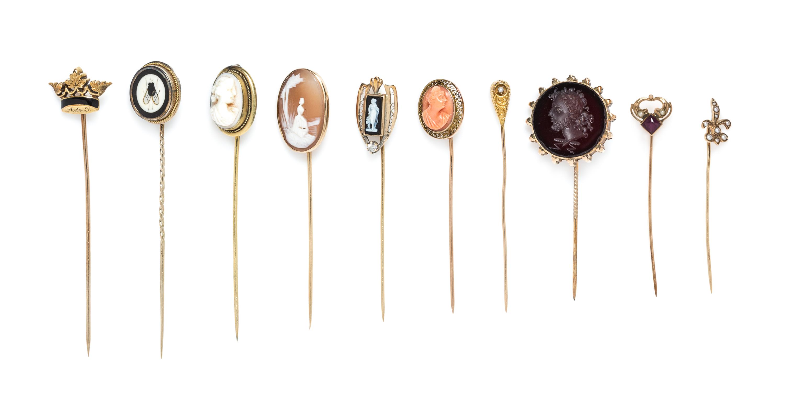 A Collection of Vintage Stickpins, 16.20 dwts.