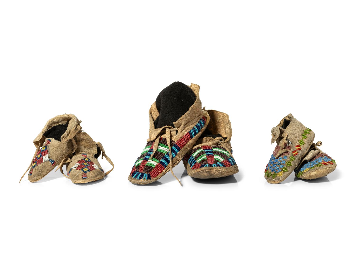 Plains Child's Beaded Hide Moccasins