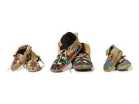 Plains Child's Beaded Hide Moccasins
