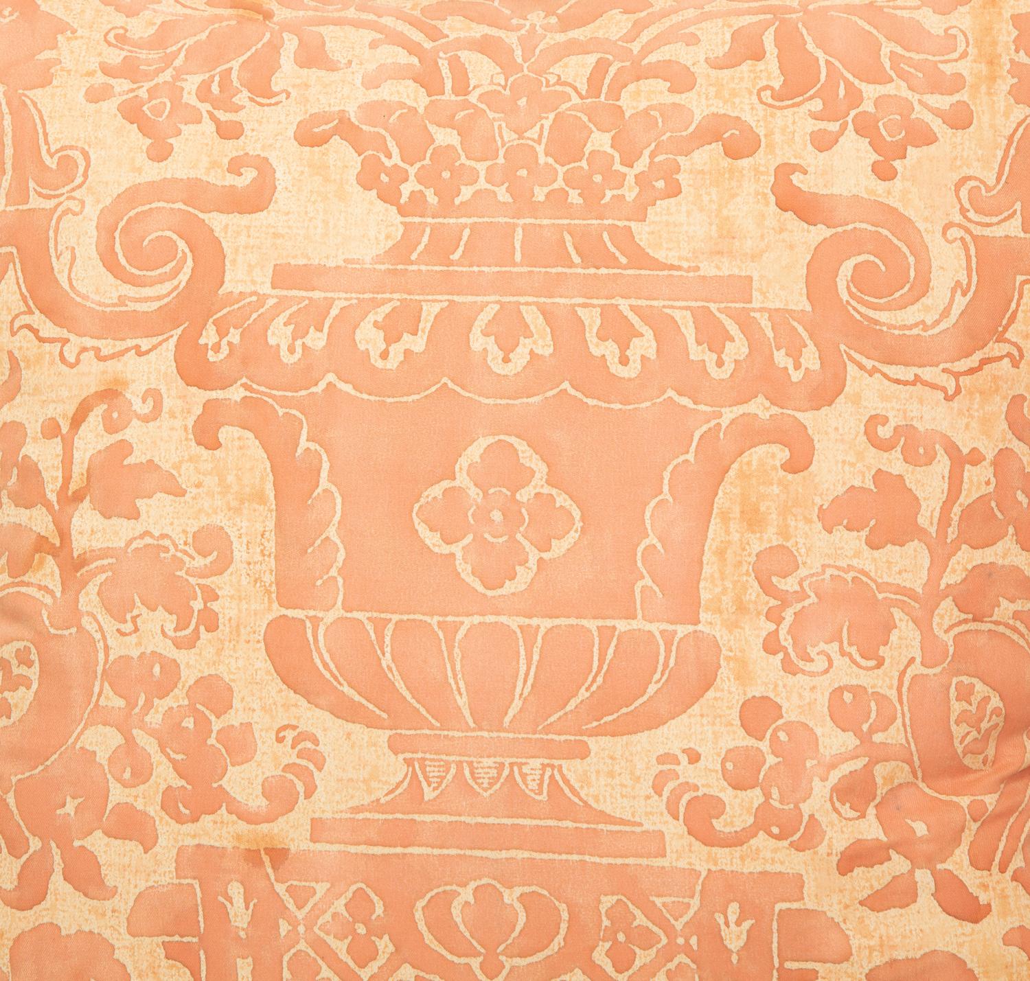 A Pair of Throw Pillows with Fortuny Upholstery