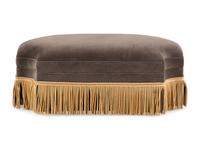 A Contemporary Velvet Upholstered Ottoman with Boullion Fringe