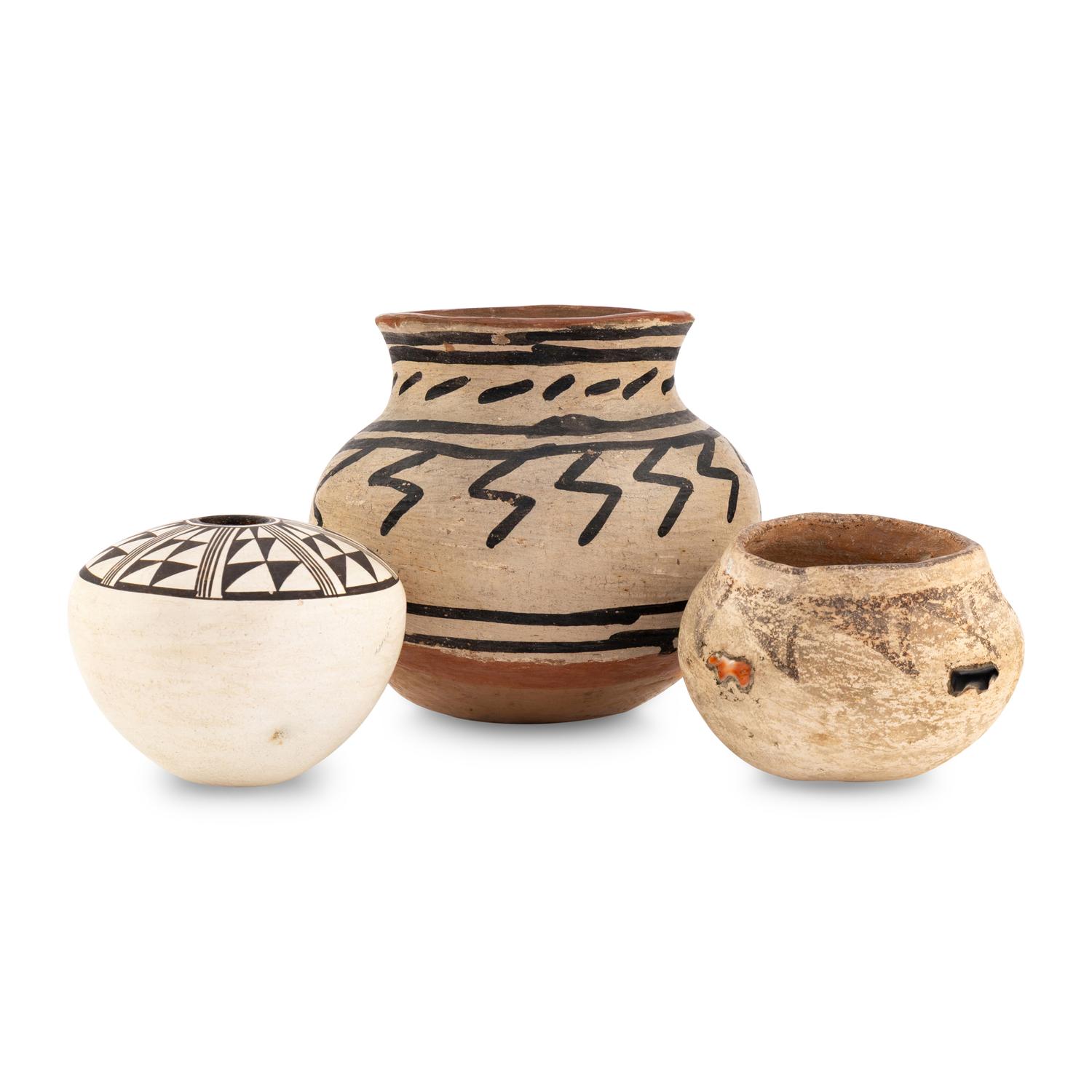Collection of Pueblo Pottery, including a Lucy Lewis Jar