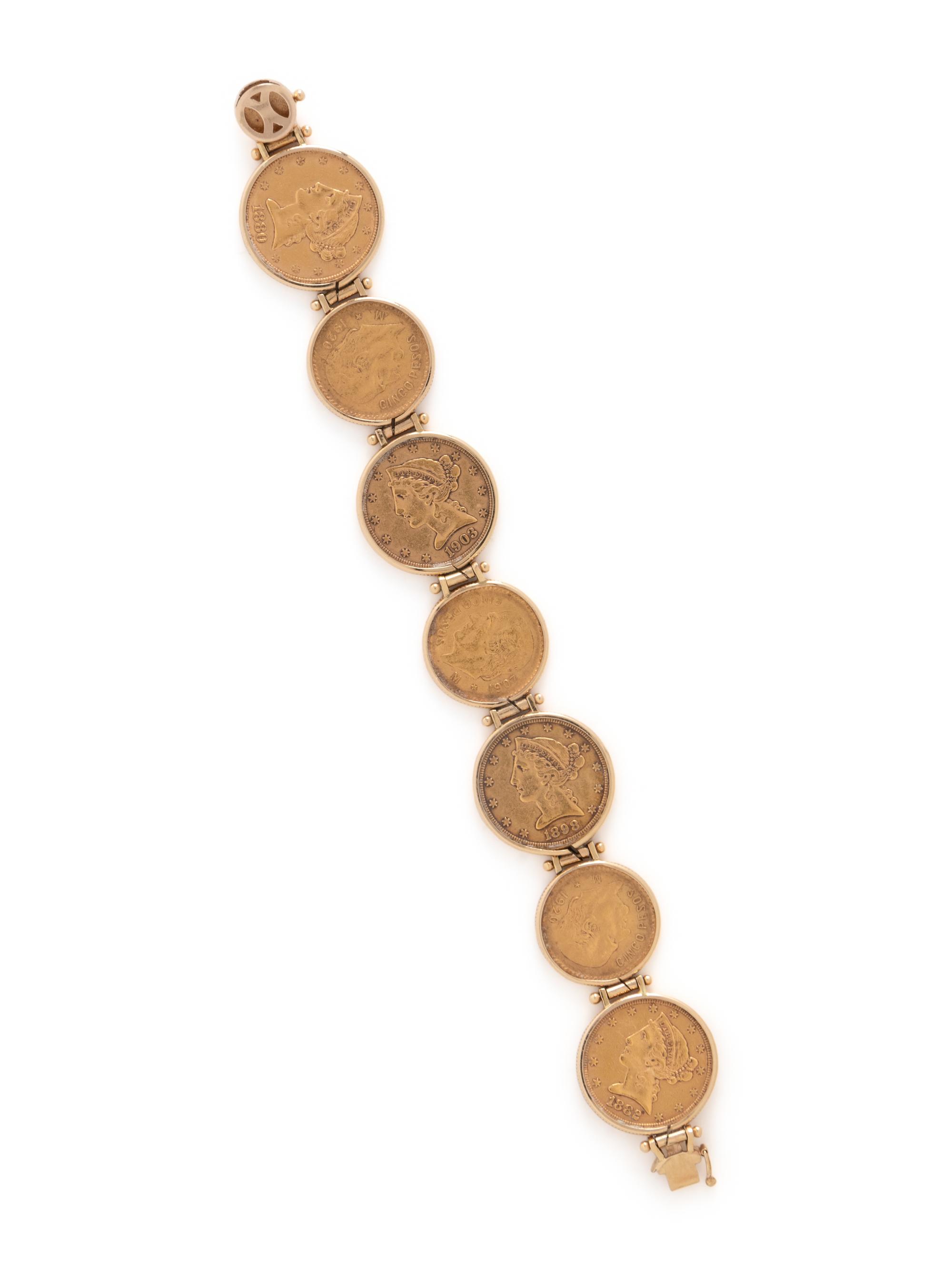 YELLOW GOLD AND COIN BRACELET