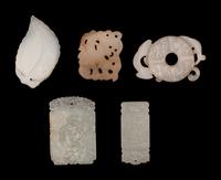 Five Chinese Carved Jade Pendants