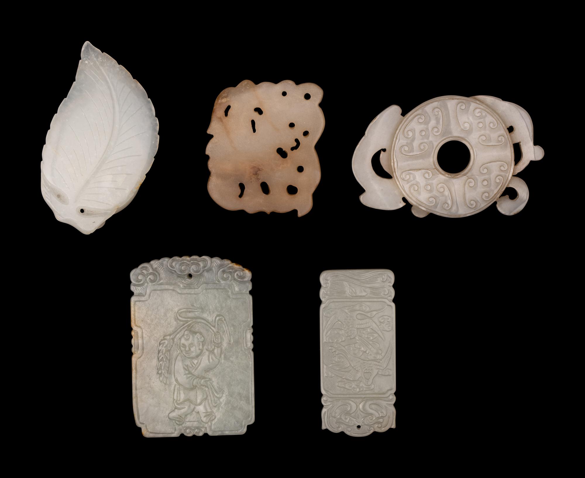 Five Chinese Carved Jade Pendants