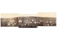 Pennsylvania JOHNSON, Thomas H. (b. 1821), photographer. Exceptional 3-section panoramic view of Carbondale, PA. Ca 1863-1865.