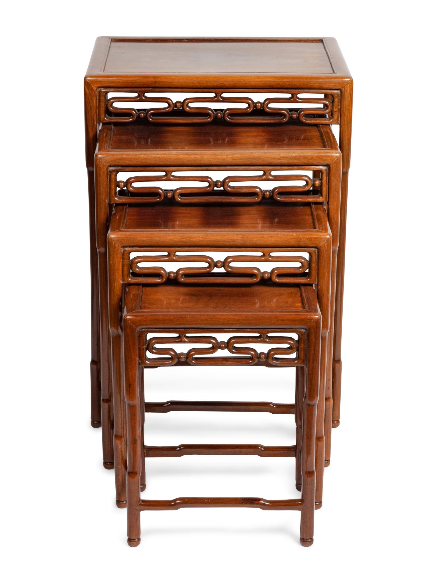 A Group of Four Rosewood Chinese Nesting Tables