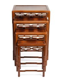 A Group of Four Rosewood Chinese Nesting Tables