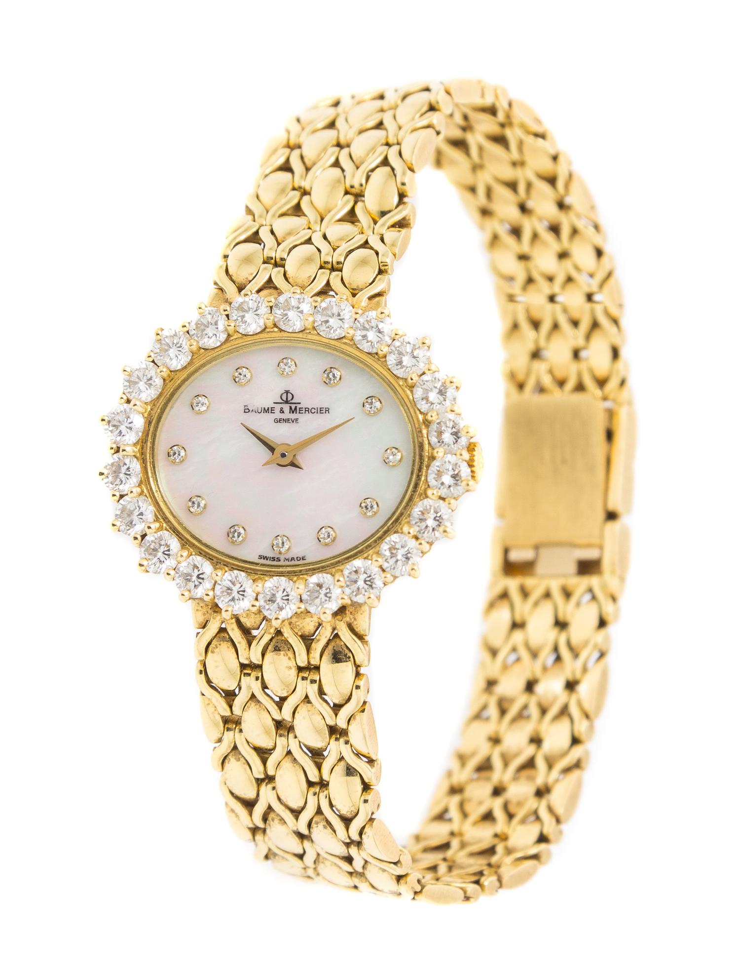 An 18 Karat Yellow Gold and Diamond Wristwatch, Baume & Mercier, 32.00 dwts.