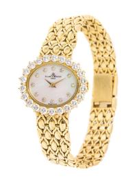 An 18 Karat Yellow Gold and Diamond Wristwatch, Baume & Mercier, 32.00 dwts.