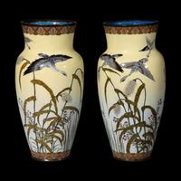 A Pair of Japanese Cloisonné Enamel Vases