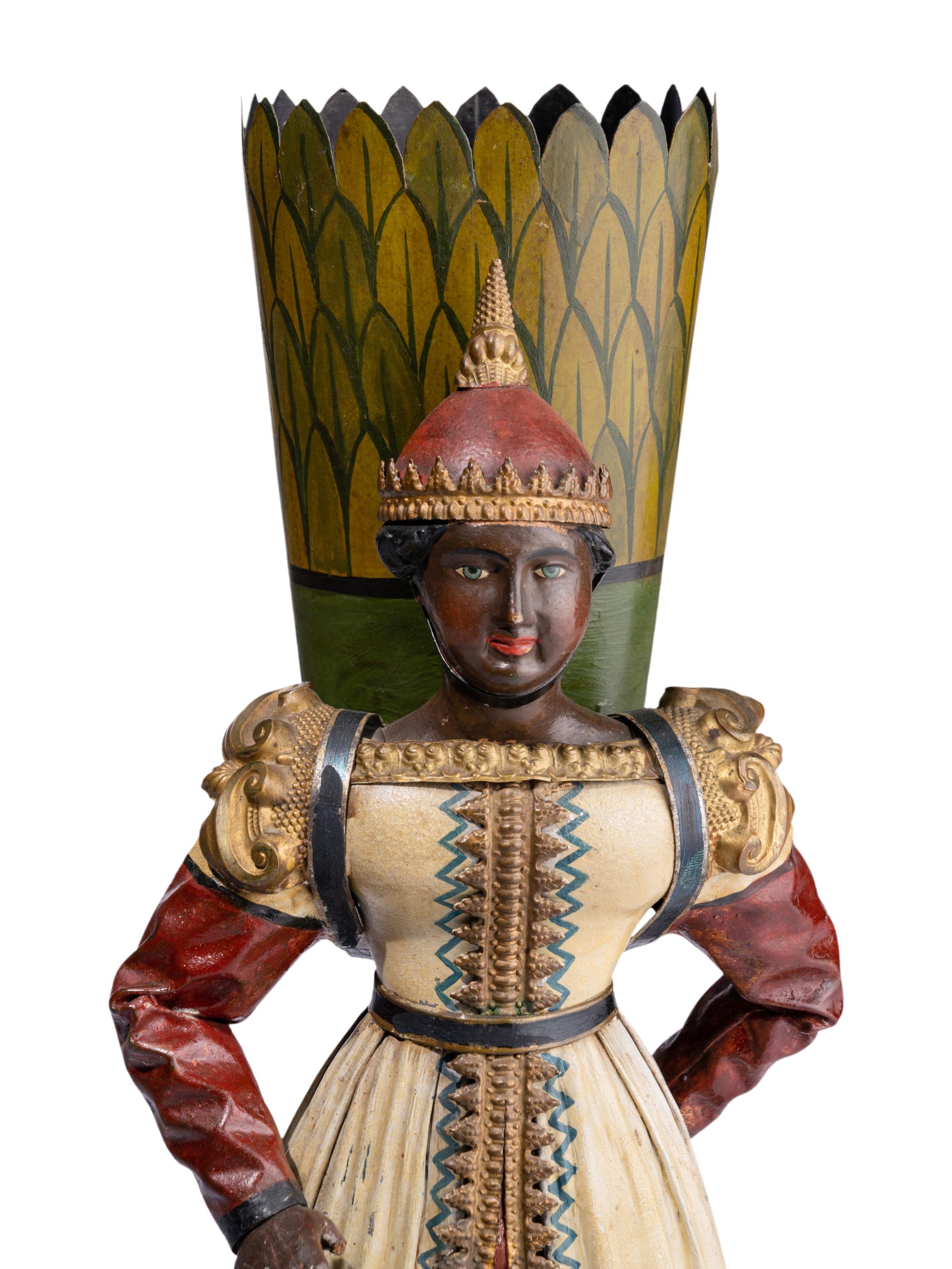 A Pair of French Tôle Peinte Figural Vases