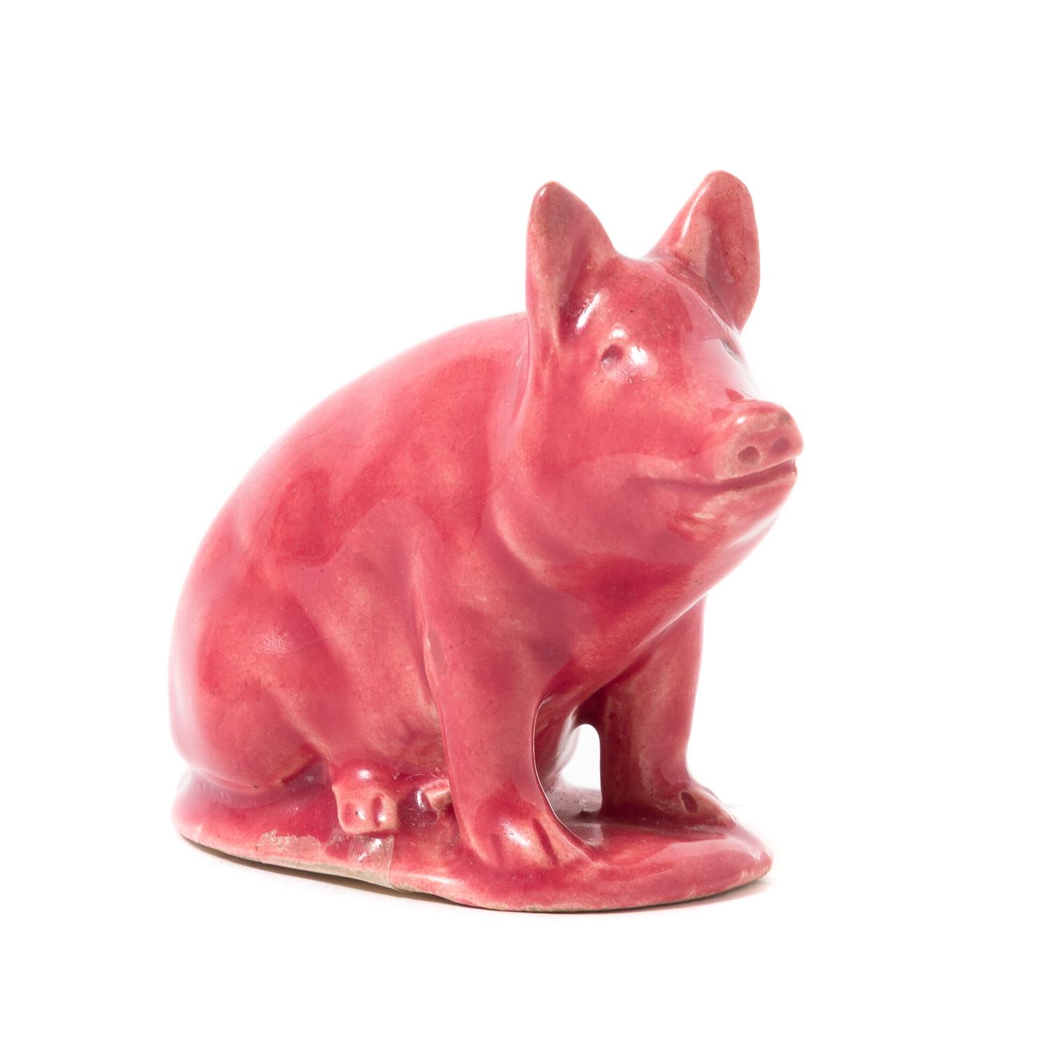 A French Majolica Model of a Pig Height 2 5/8 inches. — LATE 19TH CENTURY, CLEMENT MASSIER