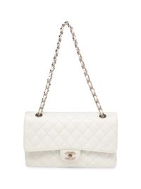 Chanel Medium Classic Flap Bag in White Caviar Leather