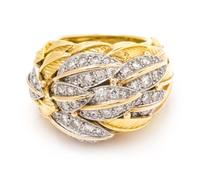 An 18 Karat Yellow Gold, Platinum and Diamond Ring, David Webb, 14.20 dwts.