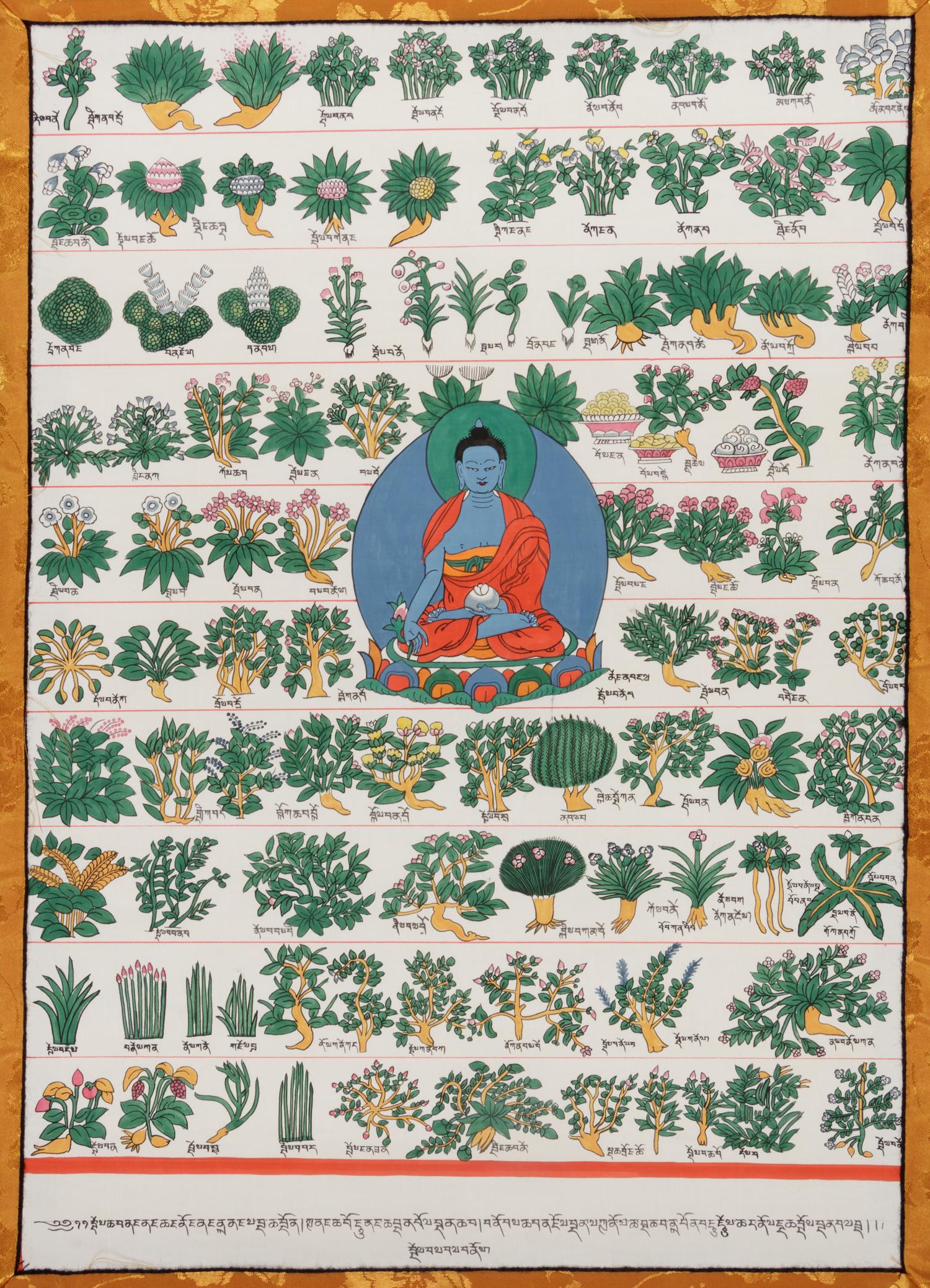 A Tibetan Thangka of a Medicine Buddha